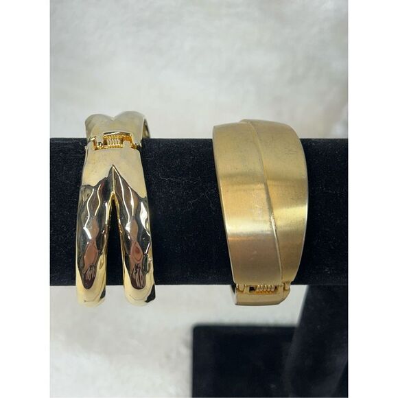 Two Gold Costume Cuff Bracelets - Picture 2 of 7